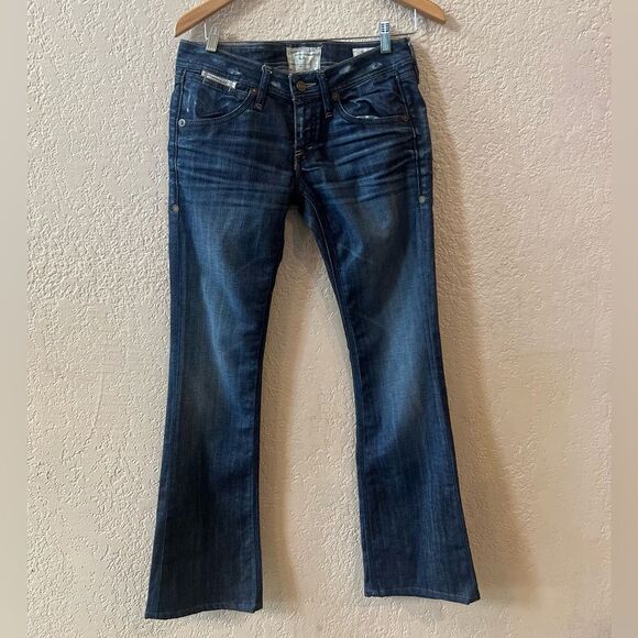 Taverniti So Russell 18” Jeans Size 27 Zippered Back Pockets Dark Wash Embroidrd - Picture 2 of 10